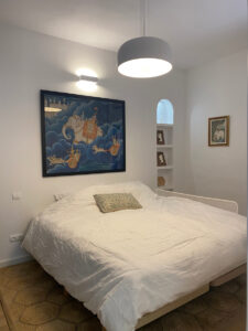 Beautifully renovated bedroom with modern furnishings and natural light in a 3-bedroom villa in Cala San Vicente.