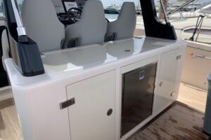 Fully equipped outdoor galley on Cayman 400WA yacht