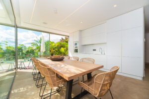 Elegant dining area with contemporary design in Ibiza luxury property